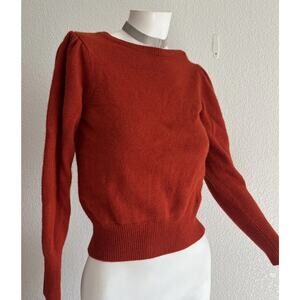 Auth IÉNA Japan Puff Shoulder Wool Silk Cashmere Sweater Small Rust Red XS/S